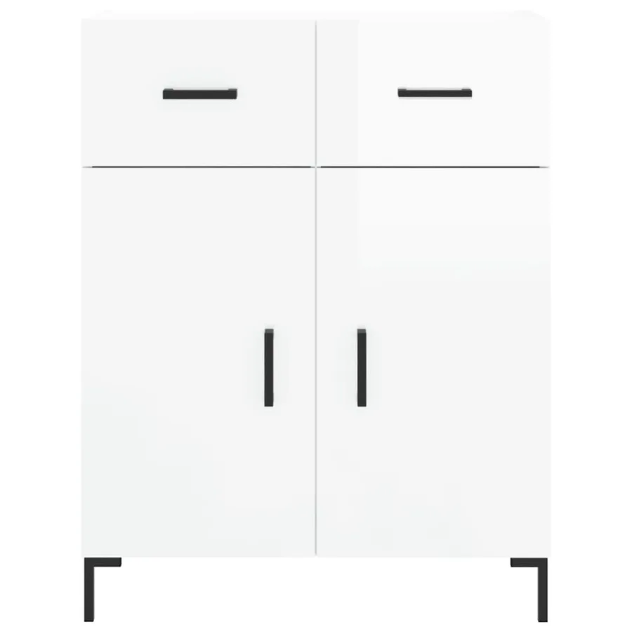 Buffet haut Blanc brillant 69,5x34x180 cm Bois d'ingénierie - 8