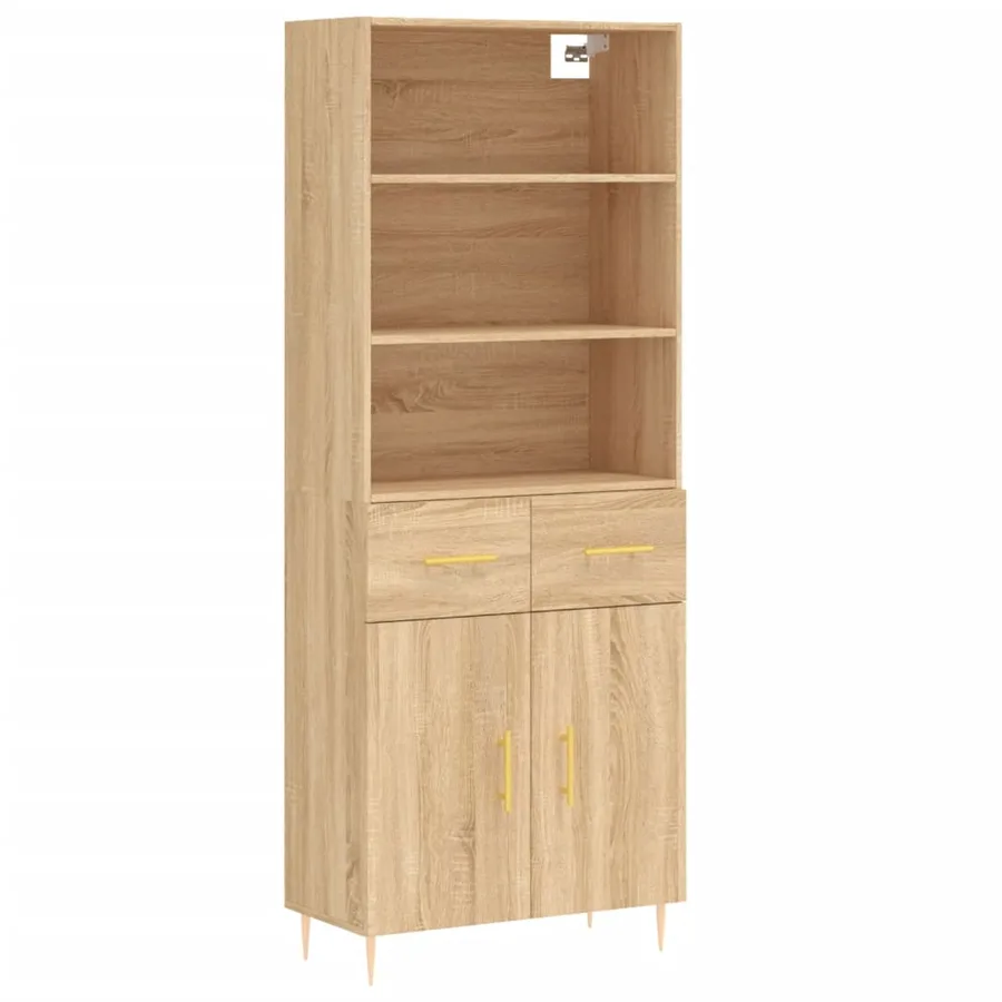 Buffet haut Chêne sonoma 69,5x34x180 cm Bois d'ingénierie - 2