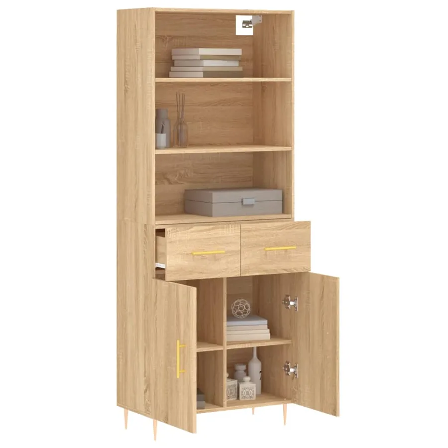 Buffet haut Chêne sonoma 69,5x34x180 cm Bois d'ingénierie - 3
