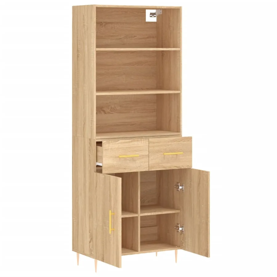Buffet haut Chêne sonoma 69,5x34x180 cm Bois d'ingénierie - 4