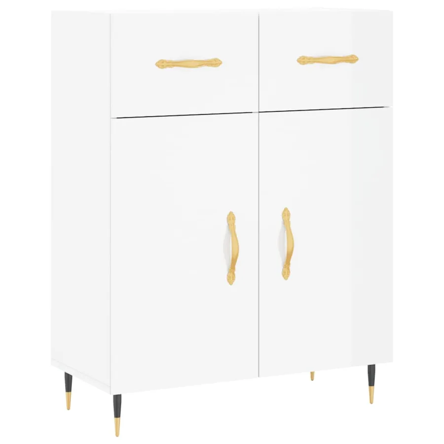 Buffet haut Blanc brillant 69,5x34x180 cm Bois d'ingénierie - 6
