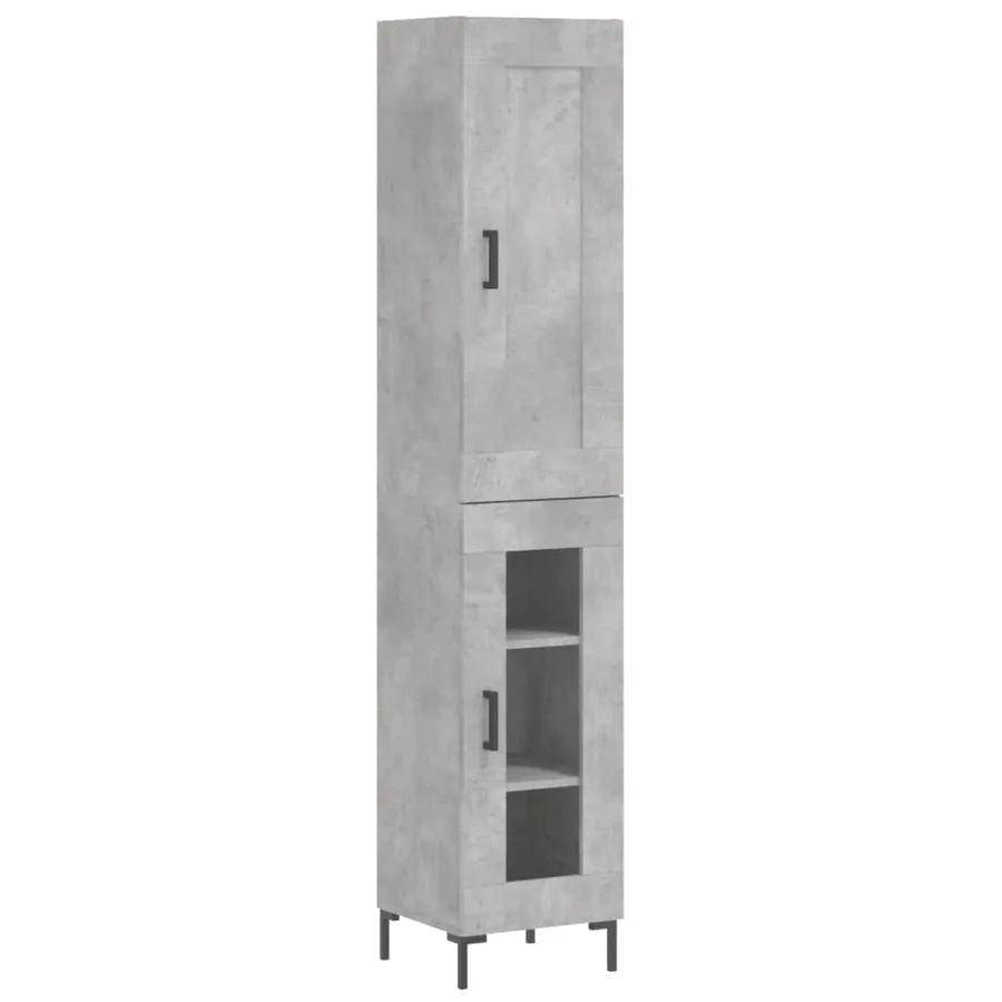 Buffet haut Gris béton 34,5x34x180 cm Bois d'ingénierie - 2