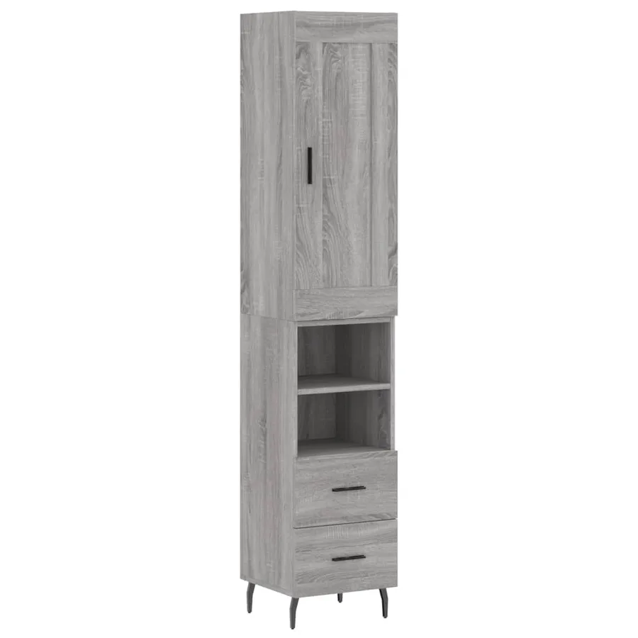 Buffet haut Sonoma gris 34,5x34x180 cm Bois d'ingénierie - 2