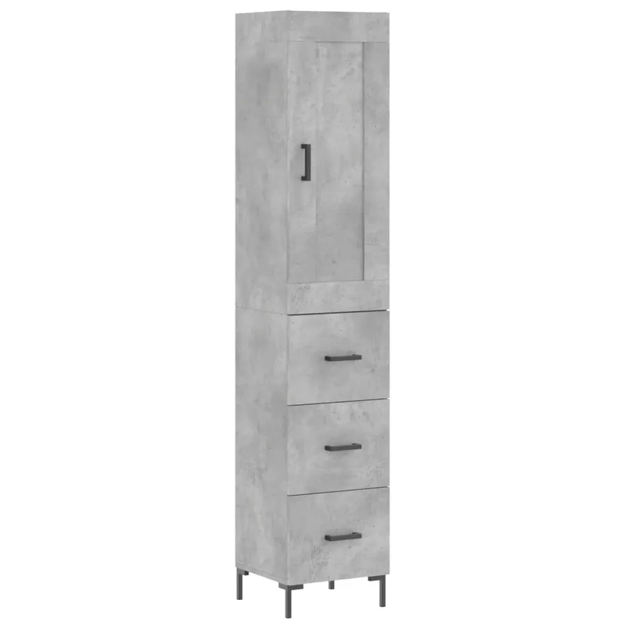 Buffet haut Gris béton 34,5x34x180 cm Bois d'ingénierie - 2