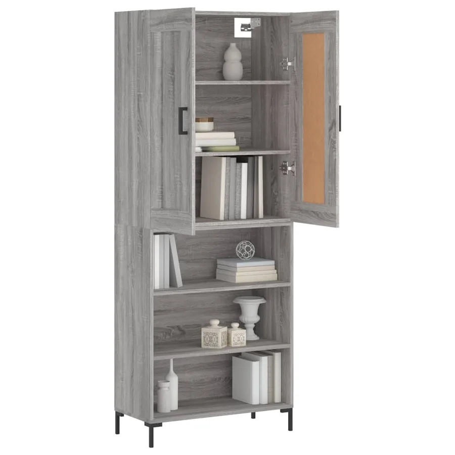 Buffet haut Sonoma gris 69,5x34x180 cm Bois d'ingénierie - 3