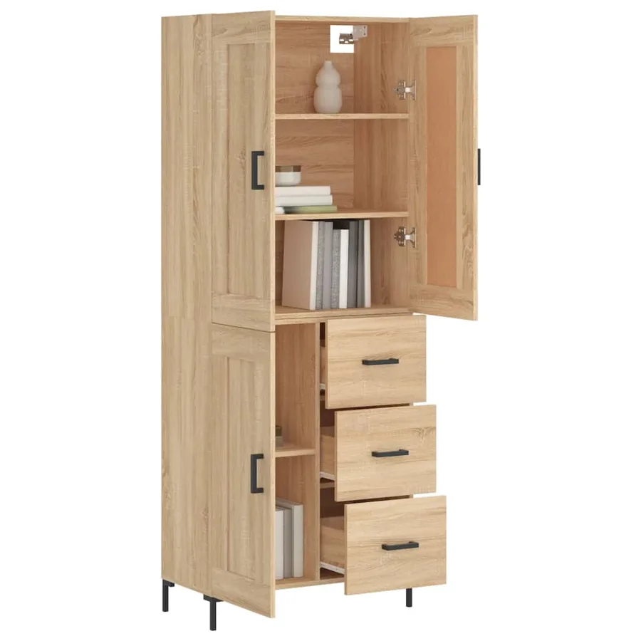 Buffet haut Chêne sonoma 69,5x34x180 cm Bois d'ingénierie - 3
