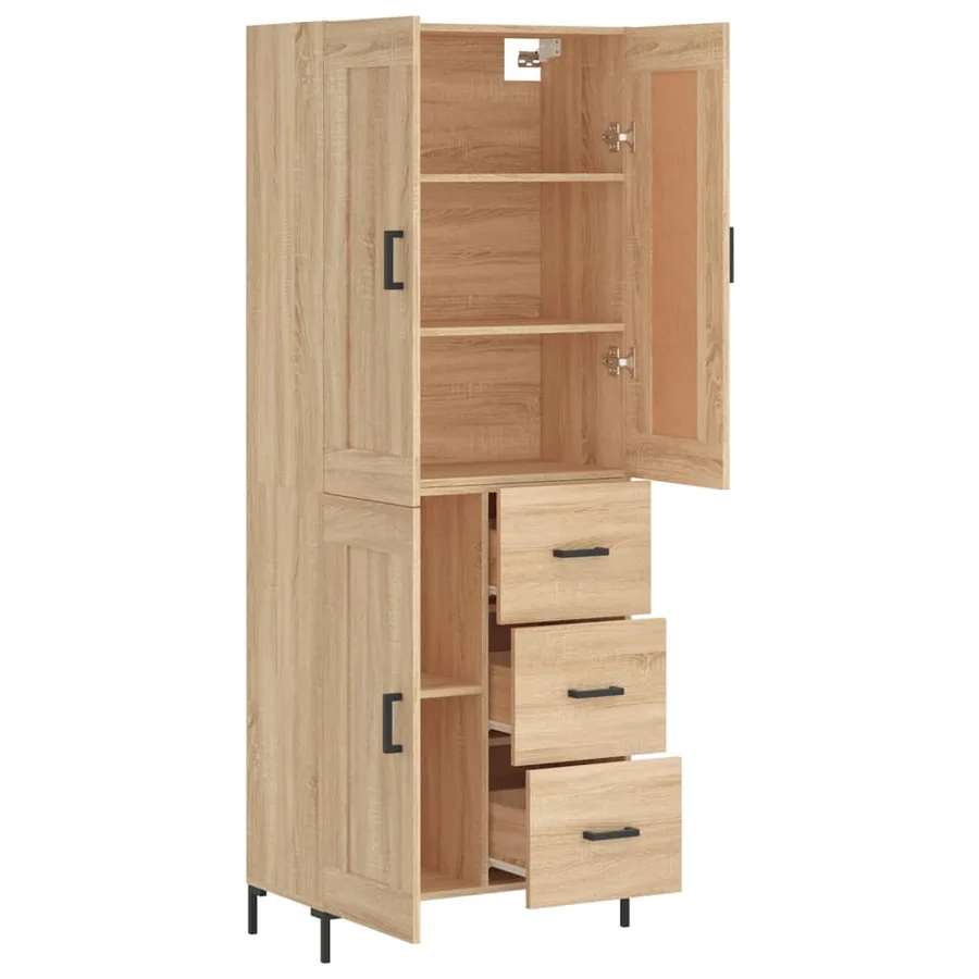 Buffet haut Chêne sonoma 69,5x34x180 cm Bois d'ingénierie - 4