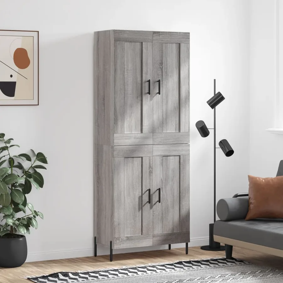 Buffet haut Sonoma gris 69,5x34x180 cm Bois d'ingénierie