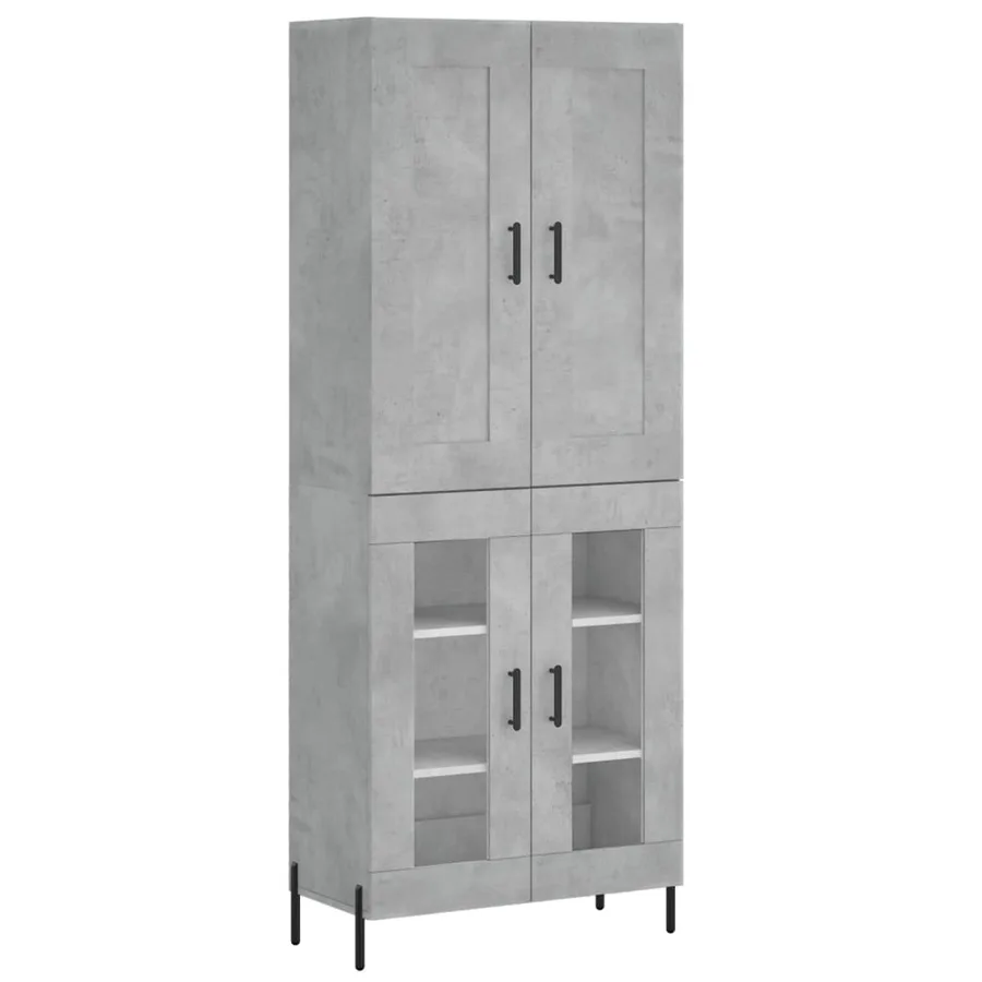 Buffet haut Gris béton 69,5x34x180 cm Bois d'ingénierie - 2