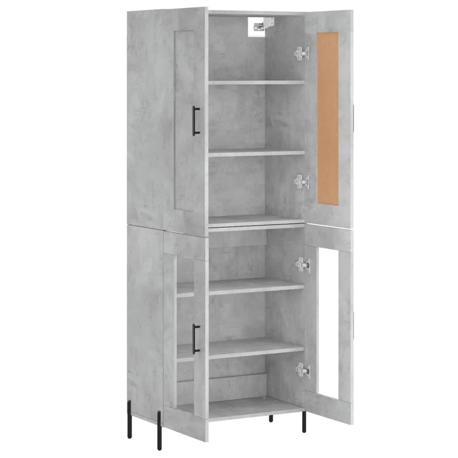 Buffet haut Gris béton 69,5x34x180 cm Bois d'ingénierie - 4