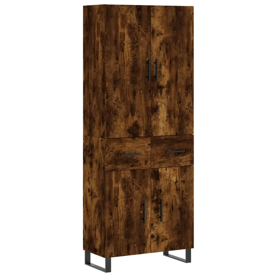 Buffet haut Chêne fumé 69,5x34x180 cm Bois d'ingénierie - 2