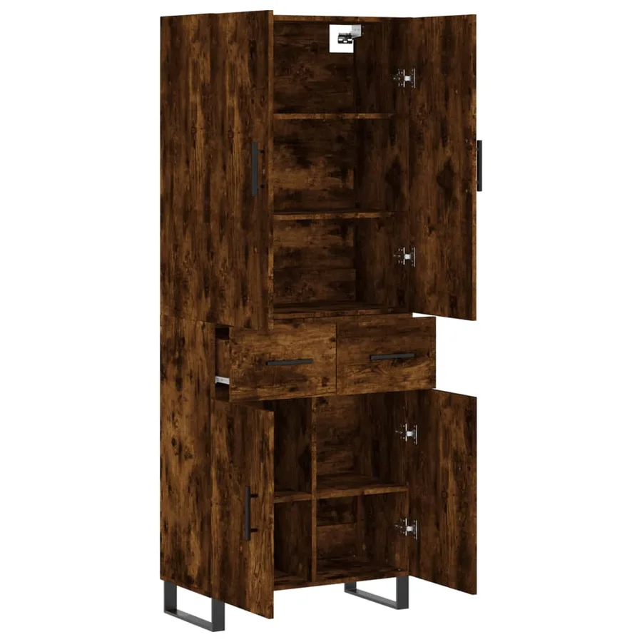 Buffet haut Chêne fumé 69,5x34x180 cm Bois d'ingénierie - 4