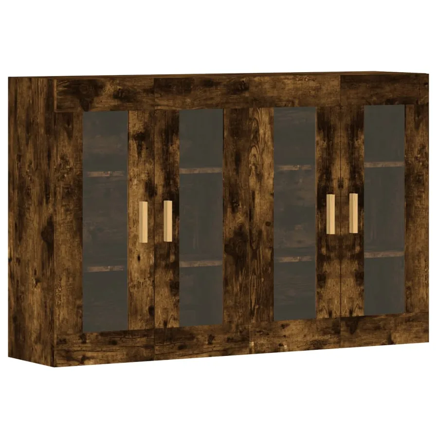 Armoires murales 2 pcs chêne fumé bois d'ingénierie - 2