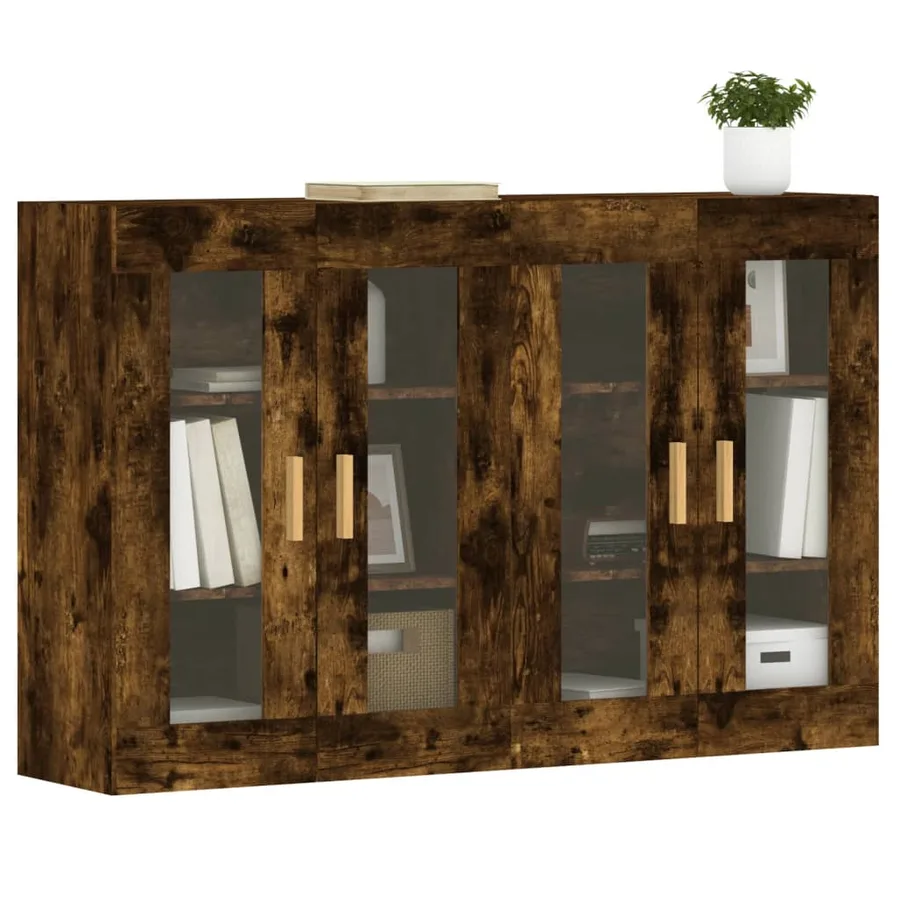 Armoires murales 2 pcs chêne fumé bois d'ingénierie - 3