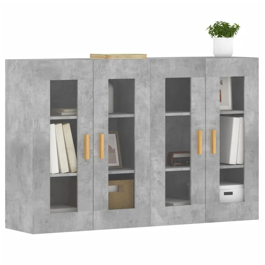 Armoires murales 2 pcs gris béton bois d'ingénierie - 3