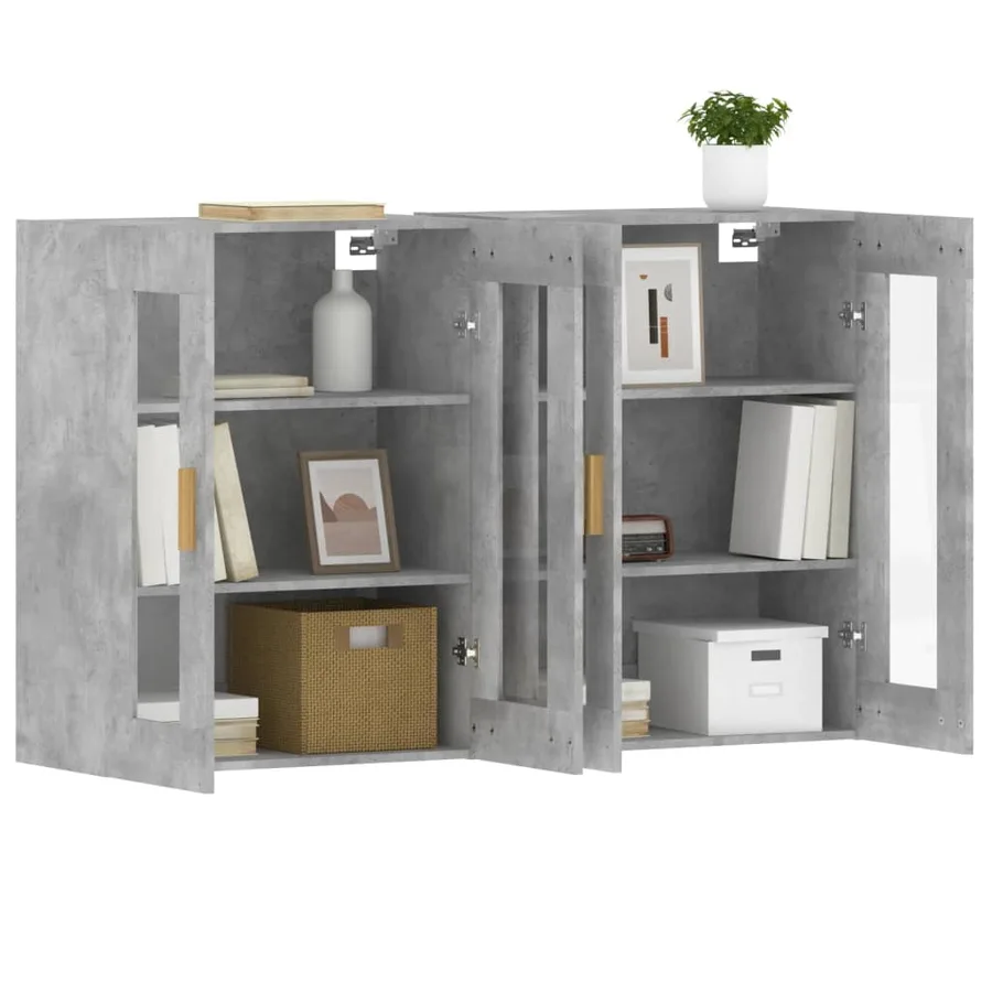 Armoires murales 2 pcs gris béton bois d'ingénierie - 4