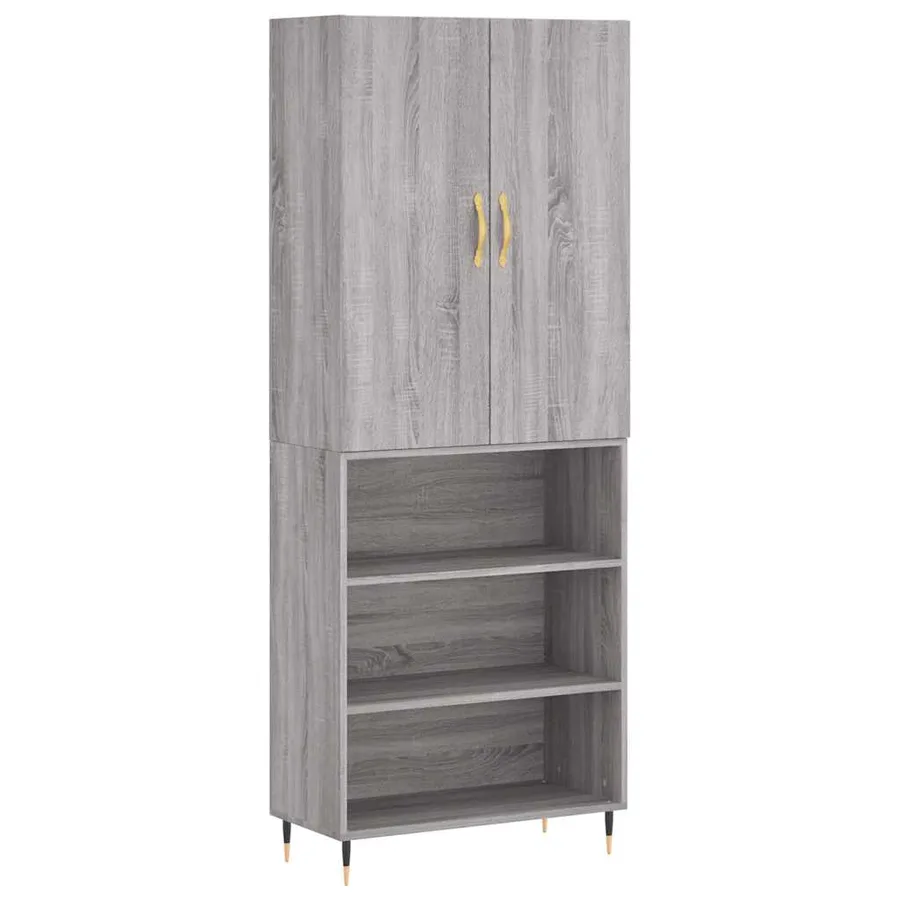 Buffet haut Sonoma gris 69,5x34x180 cm Bois d'ingénierie - 2