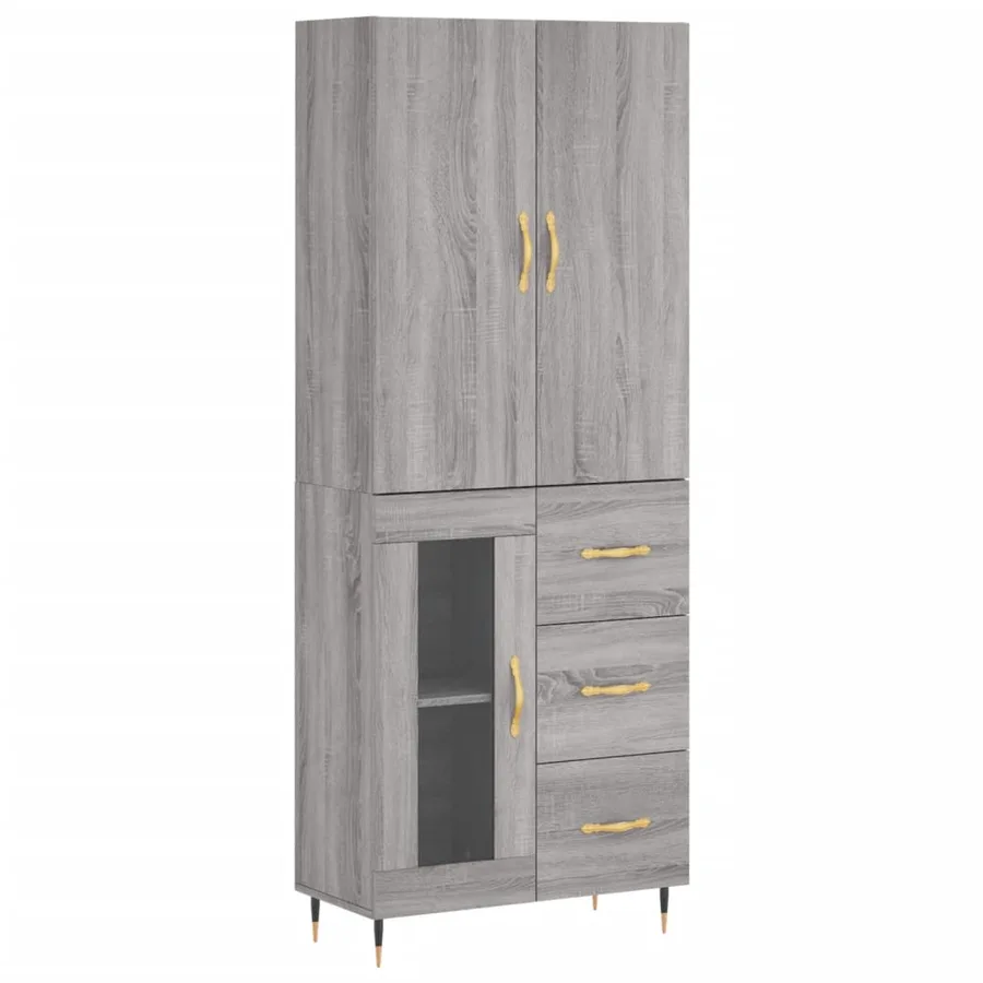 Buffet haut Sonoma gris 69,5x34x180 cm Bois d'ingénierie - 2