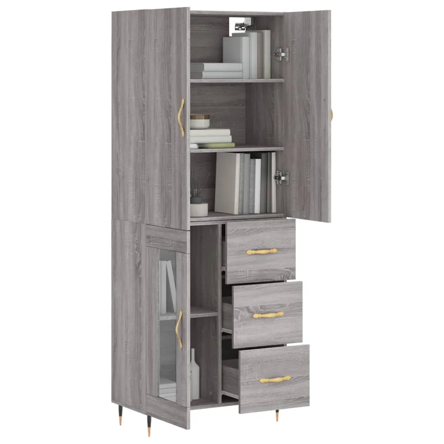 Buffet haut Sonoma gris 69,5x34x180 cm Bois d'ingénierie - 3