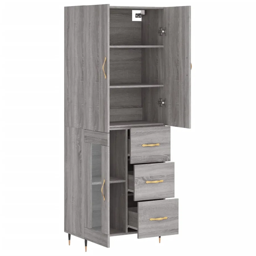 Buffet haut Sonoma gris 69,5x34x180 cm Bois d'ingénierie - 4