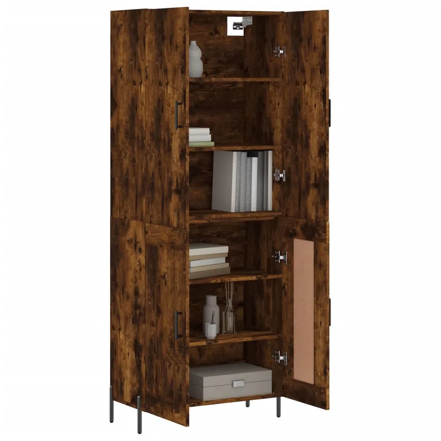 Buffet haut Chêne fumé 69,5x34x180 cm Bois d'ingénierie - 3