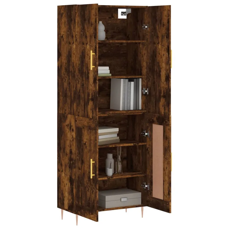 Buffet haut Chêne fumé 69,5x34x180 cm Bois d'ingénierie - 3