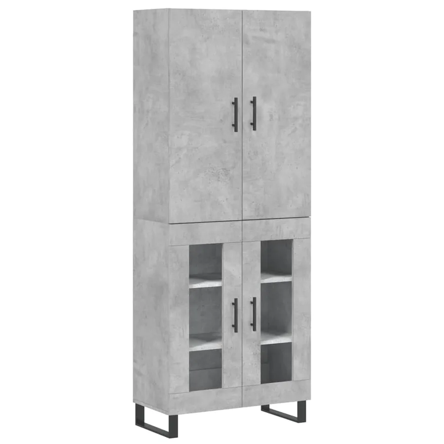 Buffet haut Gris béton 69,5x34x180 cm Bois d'ingénierie - 2