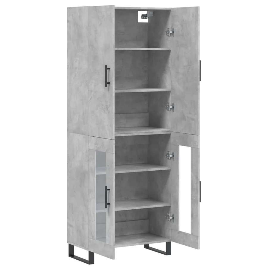 Buffet haut Gris béton 69,5x34x180 cm Bois d'ingénierie - 4