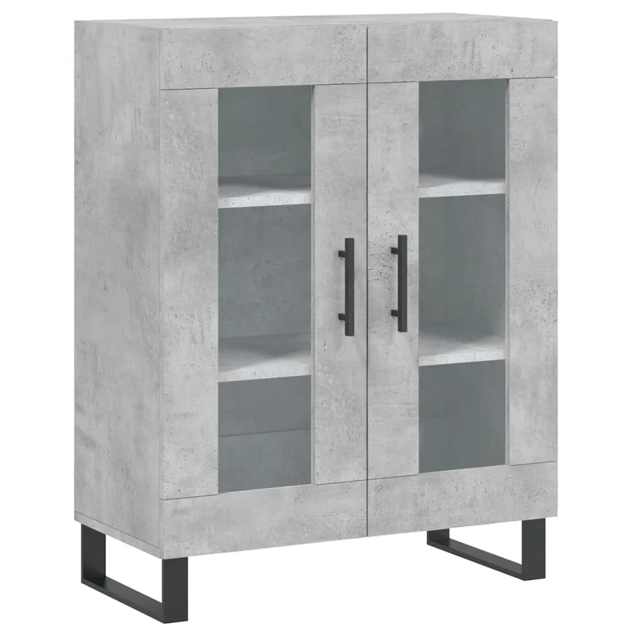 Buffet haut Gris béton 69,5x34x180 cm Bois d'ingénierie - 7