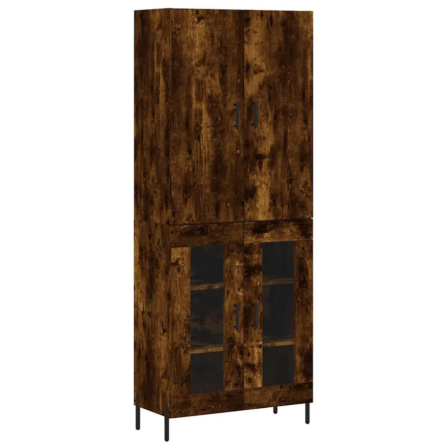 Buffet haut Chêne fumé 69,5x34x180 cm Bois d'ingénierie - 2