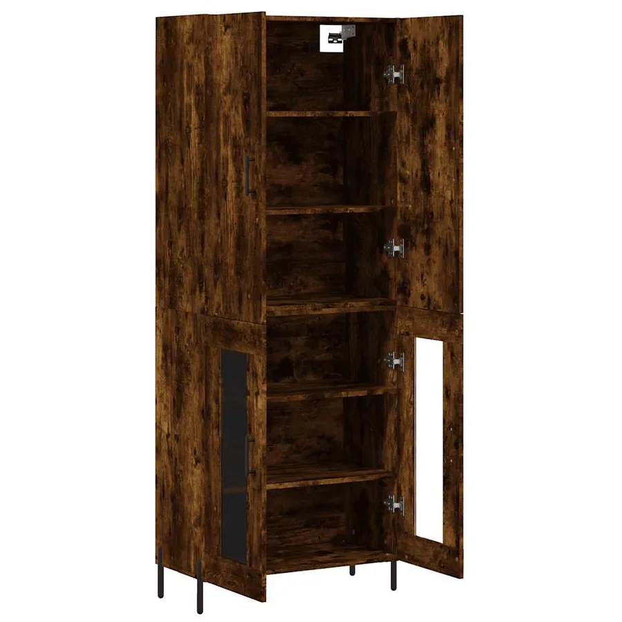 Buffet haut Chêne fumé 69,5x34x180 cm Bois d'ingénierie - 4
