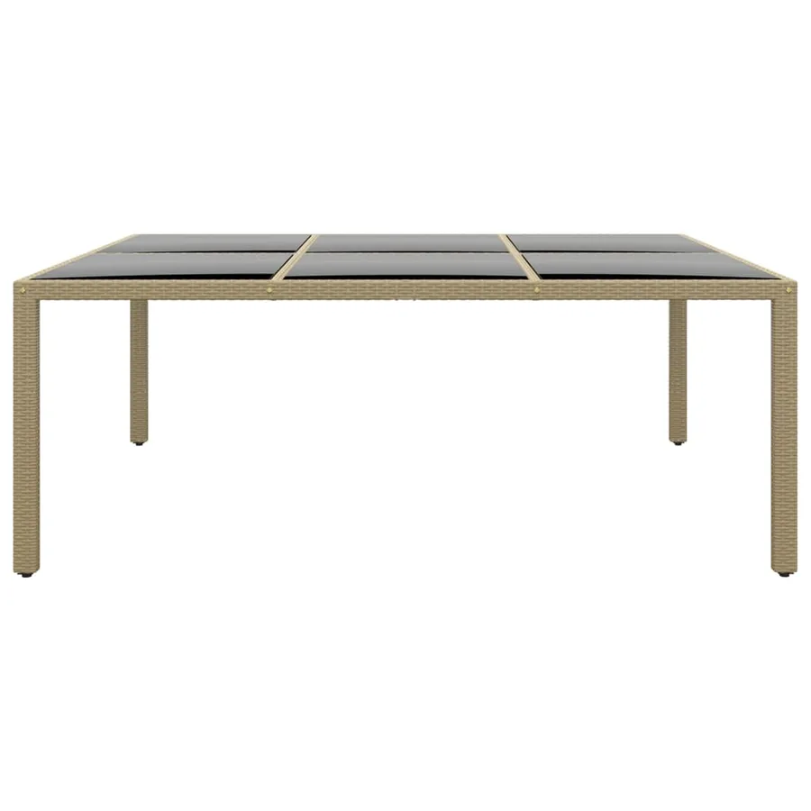 Table de jardin 200x150x75 cm Verre trempé/résine tressée Beige - 2