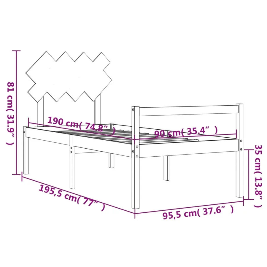 Lit pour personne âgée sans matelas bois massif - 12