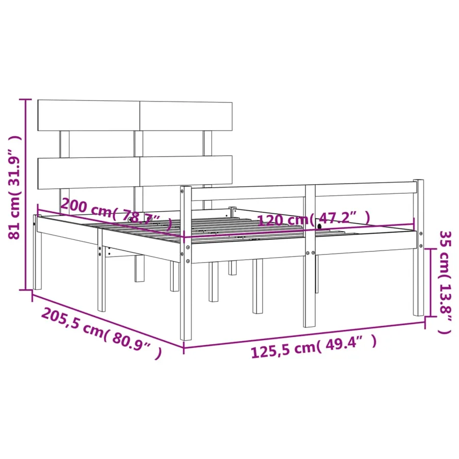 Lit pour personne âgée sans matelas 120x200 cm bois massif - 12