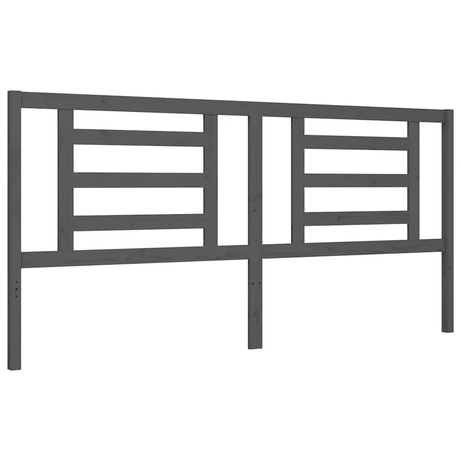 Cadre de lit sans matelas gris 200x200 cm bois massif - 9