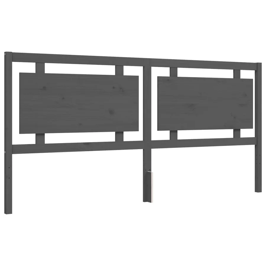 Cadre de lit sans matelas gris 200x200 cm bois massif - 10