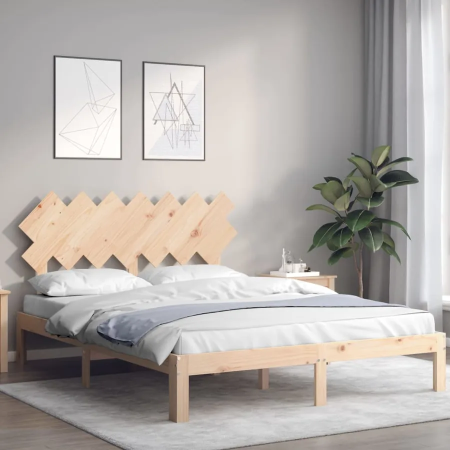 Cadre de lit sans matelas bois de pin massif - 3