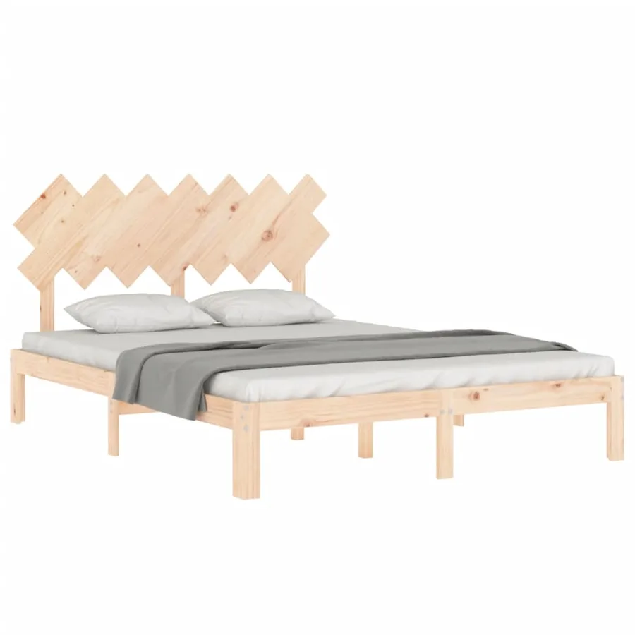 Cadre de lit sans matelas bois de pin massif - 4