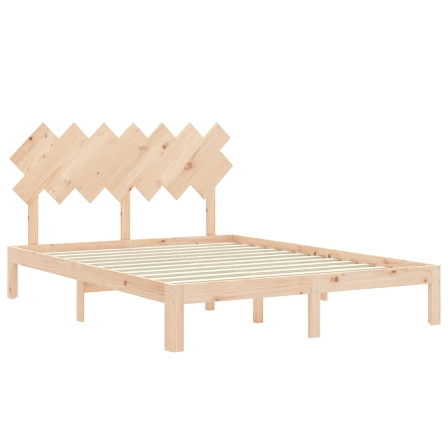 Cadre de lit sans matelas bois de pin massif - 5