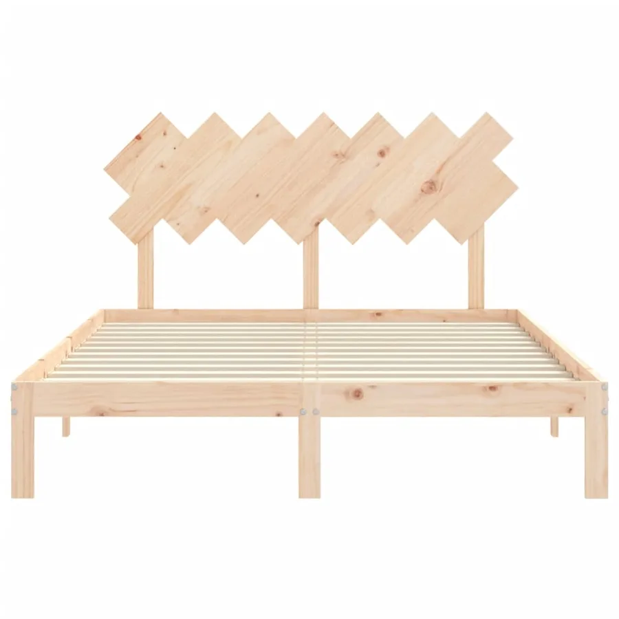 Cadre de lit sans matelas bois de pin massif - 6