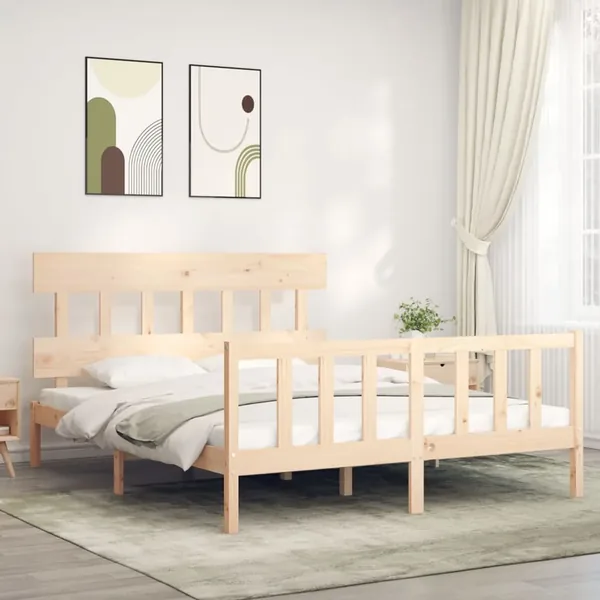 Cadre de lit sans matelas 160x200 cm bois massif de pin