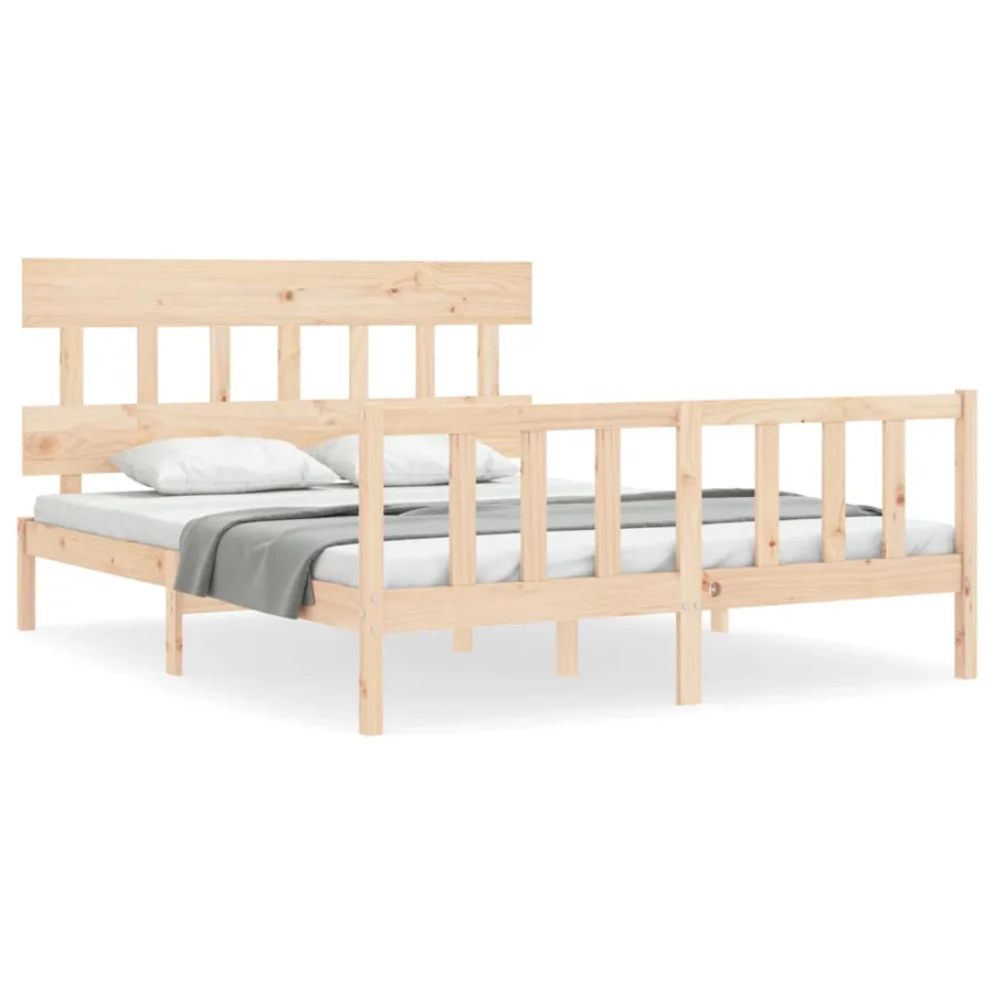 Cadre de lit sans matelas 160x200 cm bois massif de pin - 2