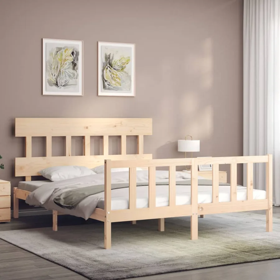 Cadre de lit sans matelas 160x200 cm bois massif de pin - 3