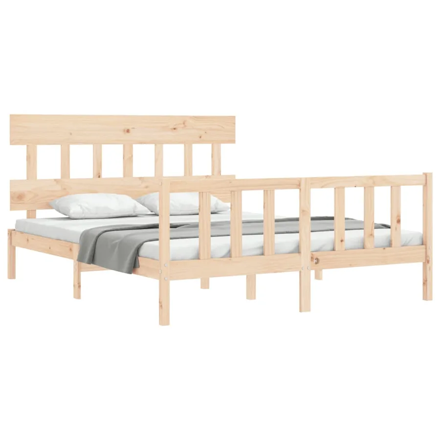 Cadre de lit sans matelas 160x200 cm bois massif de pin - 4
