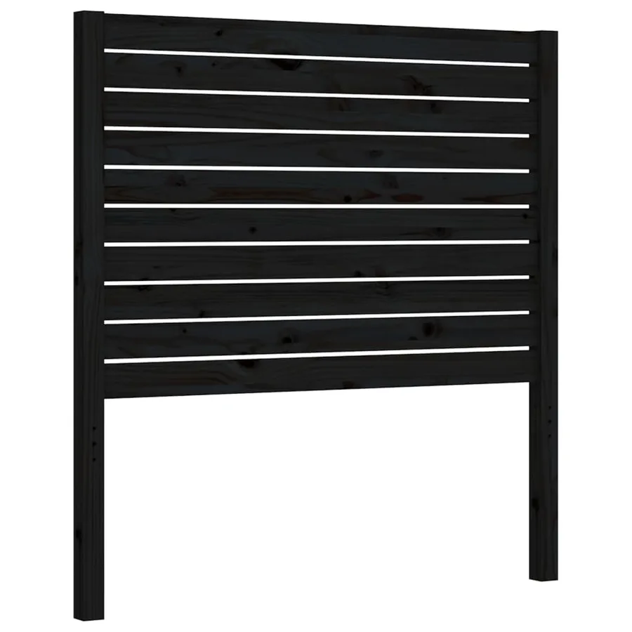 Cadre de lit sans matelas noir bois de pin massif - 8
