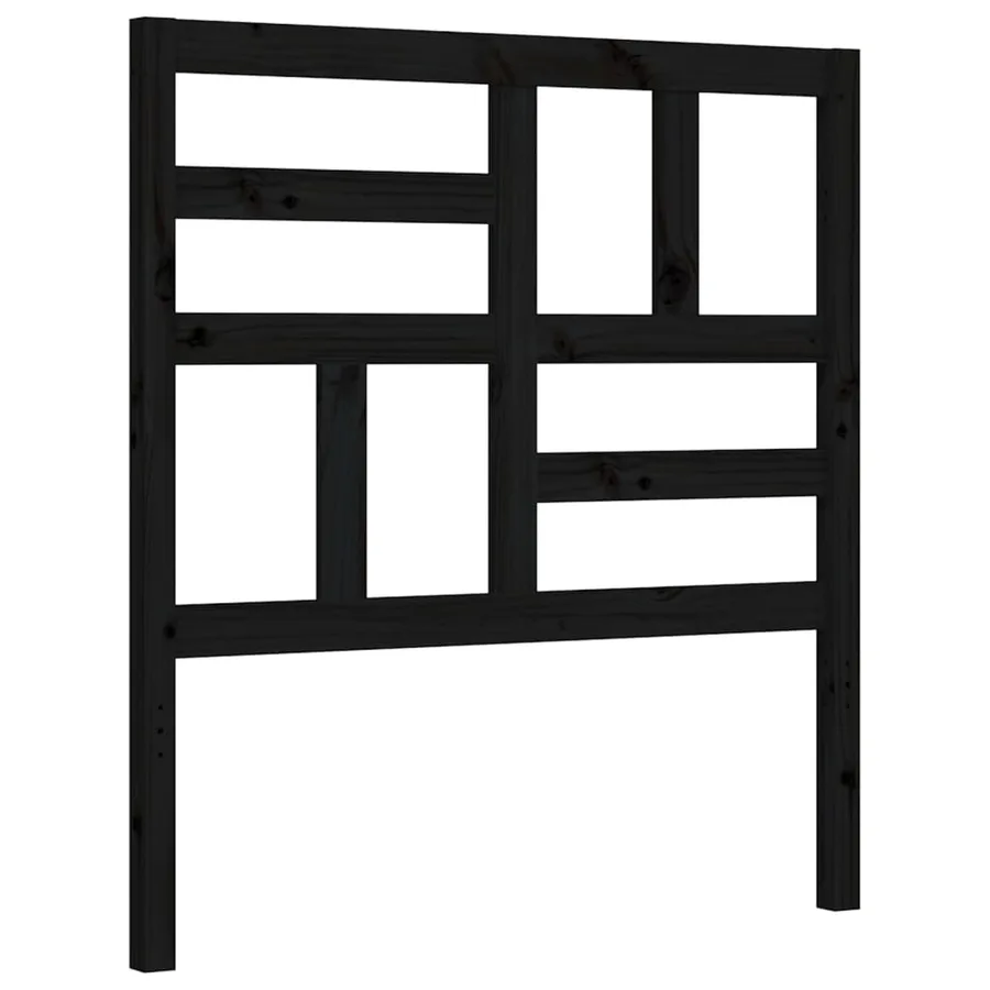 Cadre de lit sans matelas noir bois de pin massif - 8