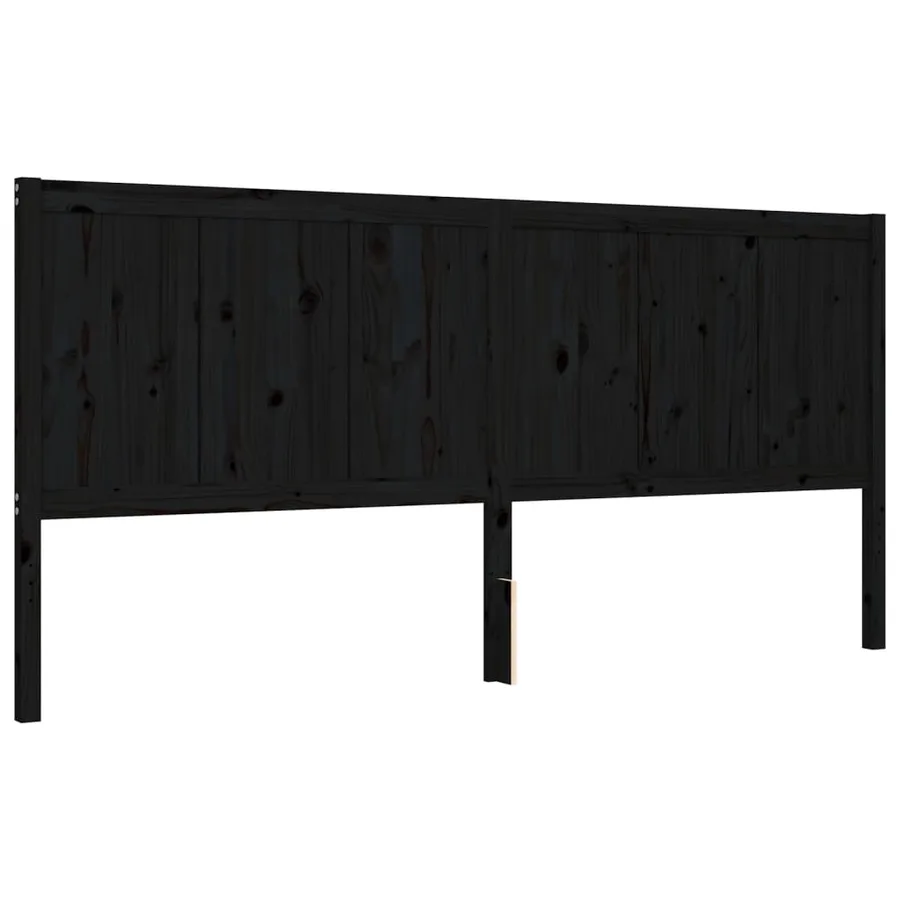 Cadre de lit sans matelas noir 200x200 cm bois massif de pin - 9