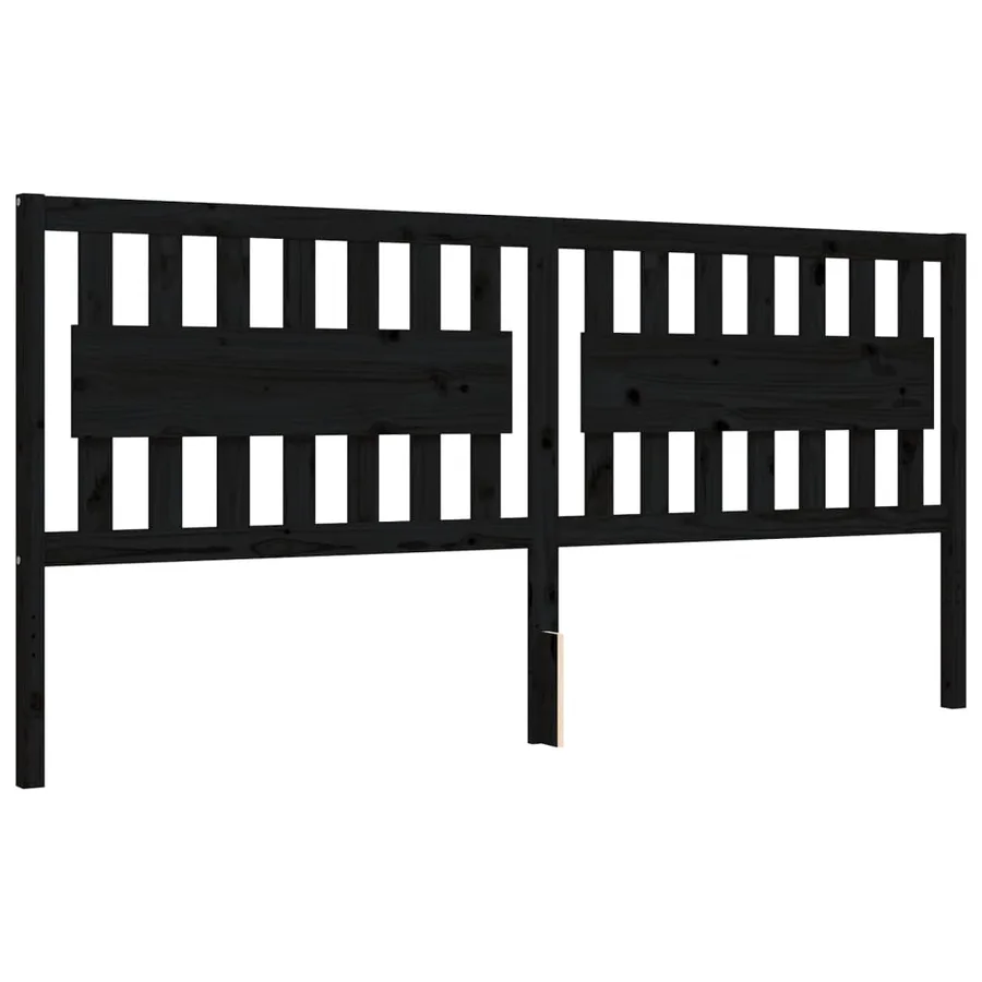 Cadre de lit sans matelas noir 200x200 cm bois massif de pin - 8