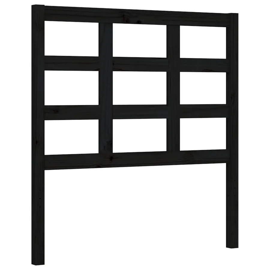 Cadre de lit sans matelas noir bois de pin massif - 8