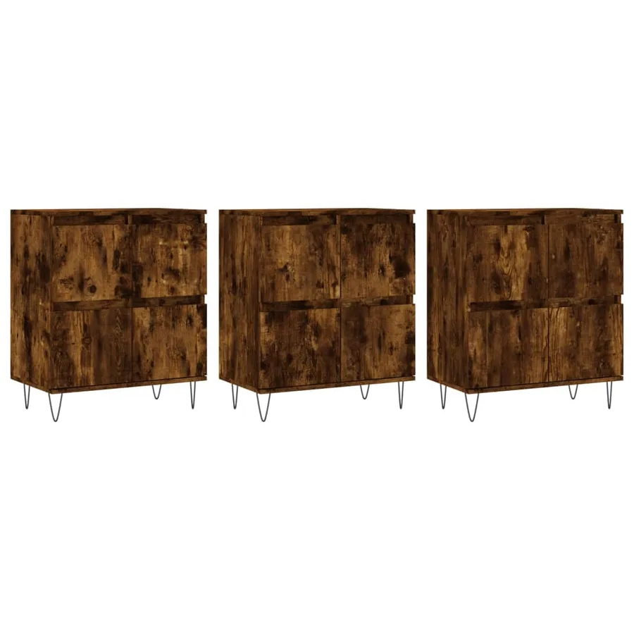Buffets 3 pcs Chêne fumé Bois d'ingénierie - 2